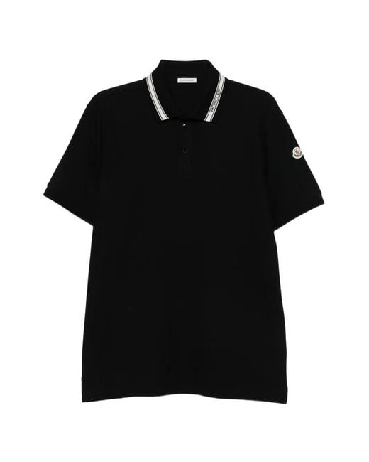 Moncler Black Logo Collar Cotton T-Shirt for men