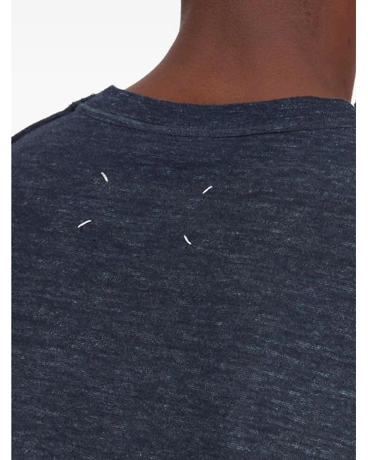 Maison Margiela Blue Signature Four Stitches Detail T-Shirt for men