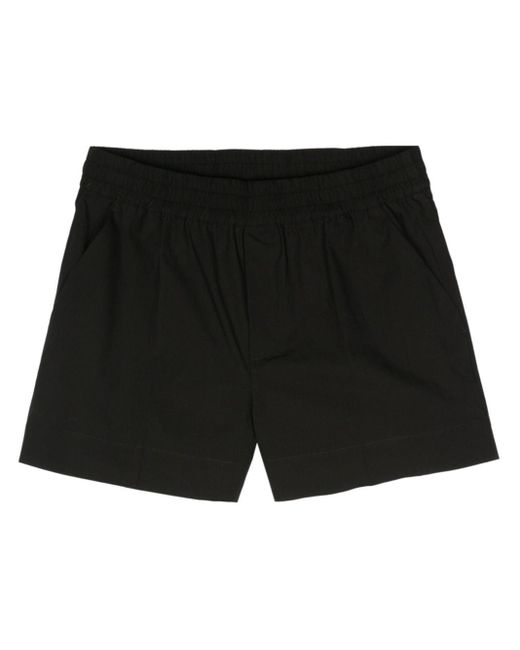 P.A.R.O.S.H. Black Popeline-Shorts mit Bügelfalten