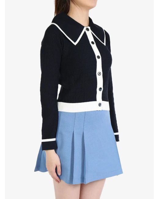 Thom Browne Black Contrasting-Trim Pointelle-Knit Cotton Cardigan