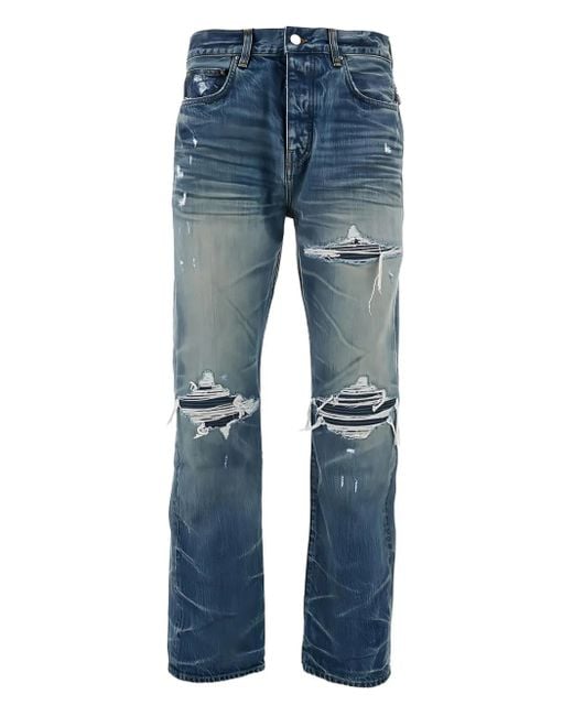 Amiri Gerafelde Jeans Met Vijf Zakken in het Blue voor heren