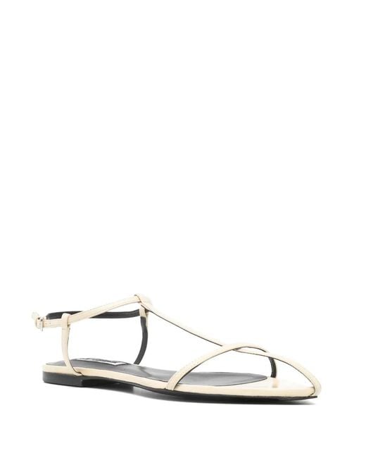 Jil Sander White Leather Flat Sandals