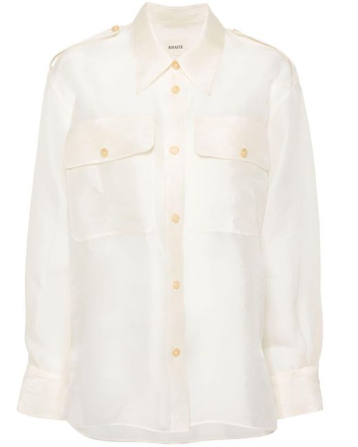 Khaite White The Missa Silk Shirt
