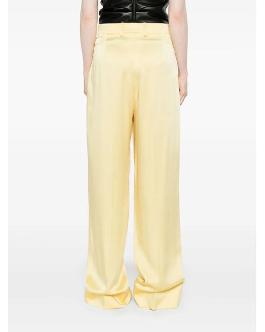 Stella McCartney Yellow Low-Rise Wide-Leg Trousers