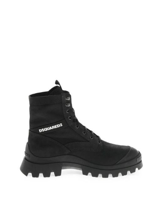 DSquared² Black Lace-Up Logo Boots for men