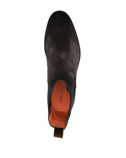 Santoni Black Elasticated-panel Suede Chelsea Boots for men