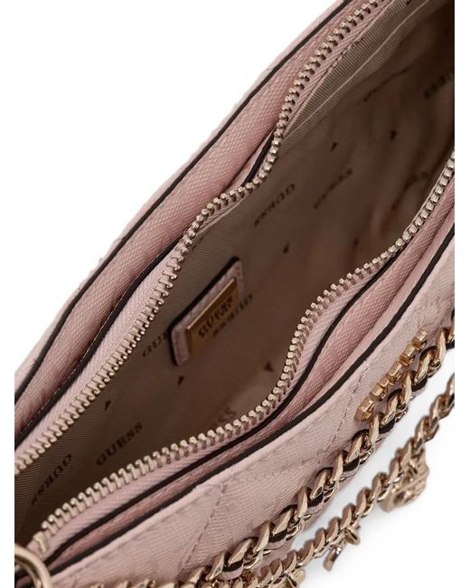 Guess Pink Libby Quilted Charm-Embellished Shoulder Bag