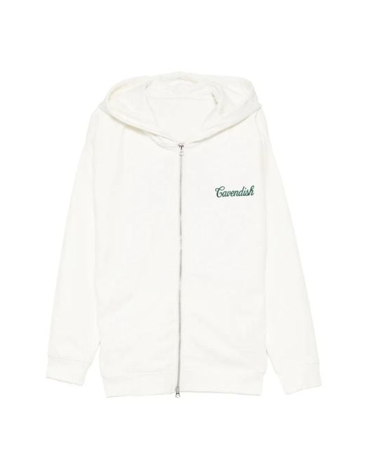 CAVENDISH® White Logo-Embroidered Hoodie for men