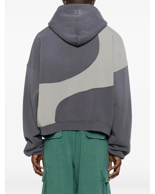 メンズ ERL Panelled Cotton Hoodie Gray