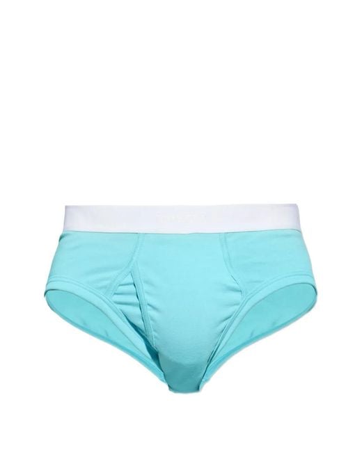 Tom Ford Blue Logo-Waistband Briefs for men