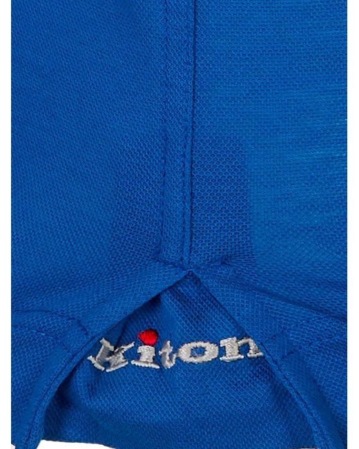 Kiton Blue Logo-Button Polo Shirt for men