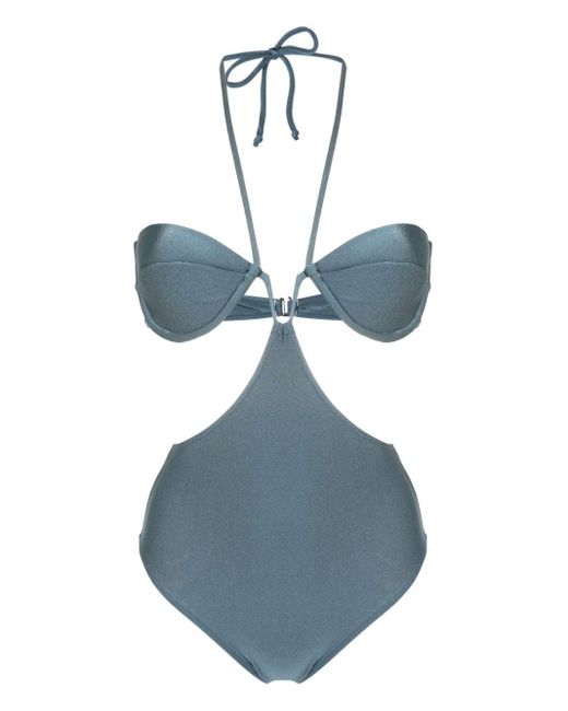 Adriana Degreas Blue Logo-charm Cut-out Swimsuit