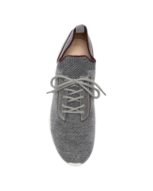 Eleventy White Panelled Knit Sneakers for men