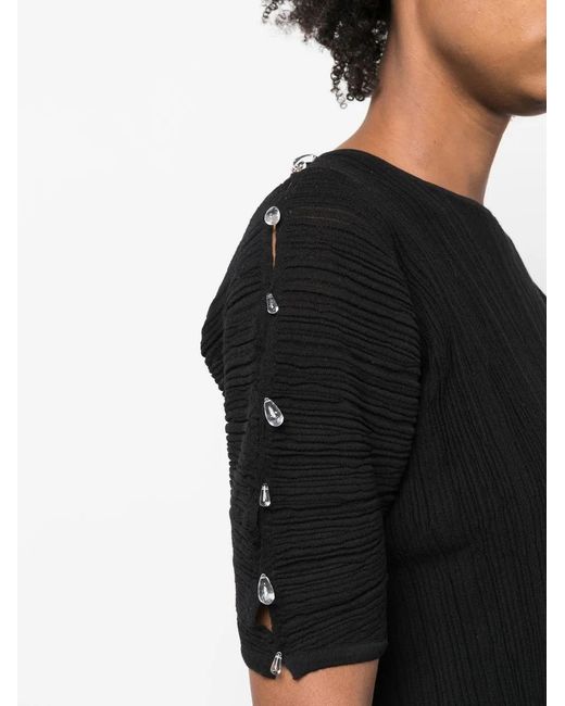 Ferragamo Black Micro-Pleated Midi Dress