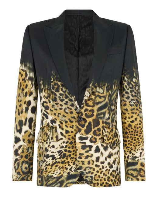 Roberto Cavalli Sakko mit Leoparden-Print in Black für Herren