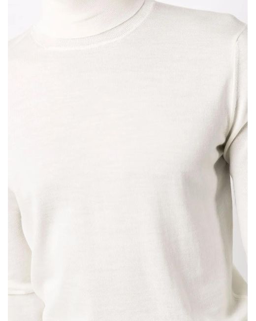Dell'Oglio White Roll-Neck Merino Jumper for men