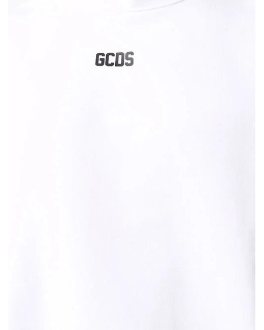 Gcds White Logo-Print Crew Neck Sweatshirt for men