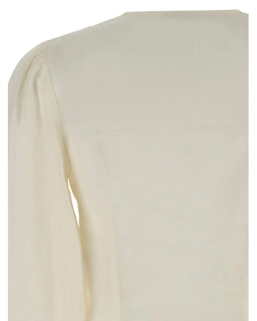 Boss Natural Openwork-Embroidered Scalloped-Hem Blouse