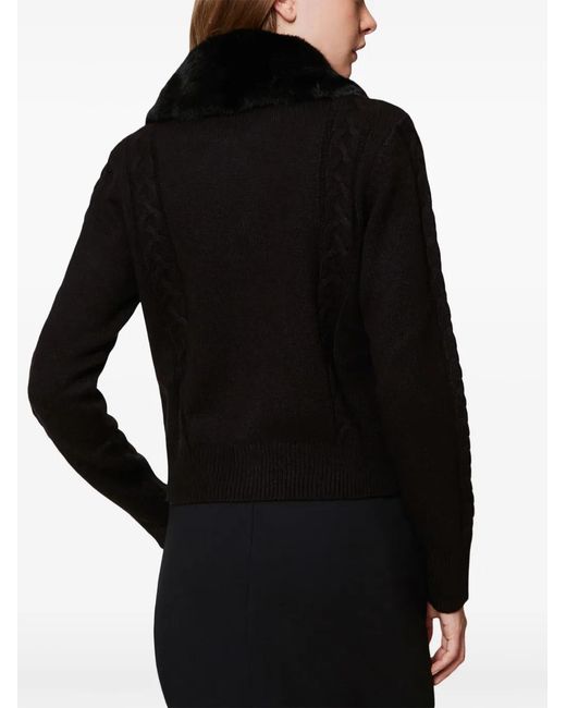 Twinset Black Faux-Fur Collar Cardigan