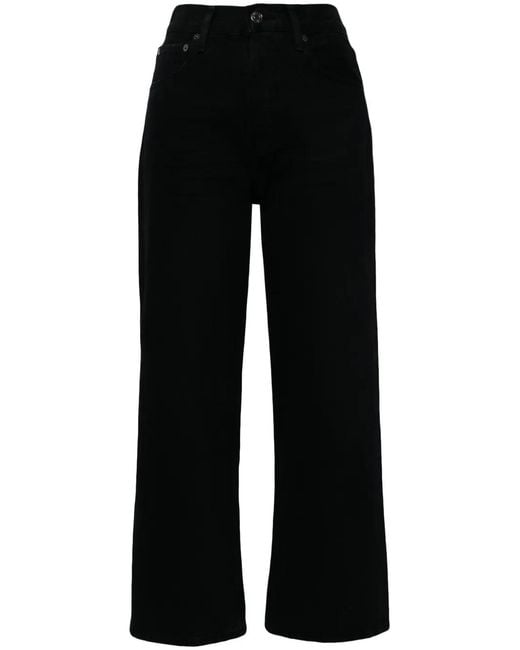 Agolde Black Ren Jean High-Rise Cropped Jeans