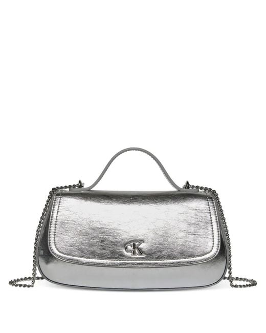 Calvin Klein レディース メタリック チェーンハンドル ショルダー 