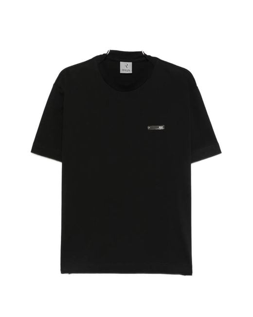 Rhun Black Logo-Patch T-Shirt for men