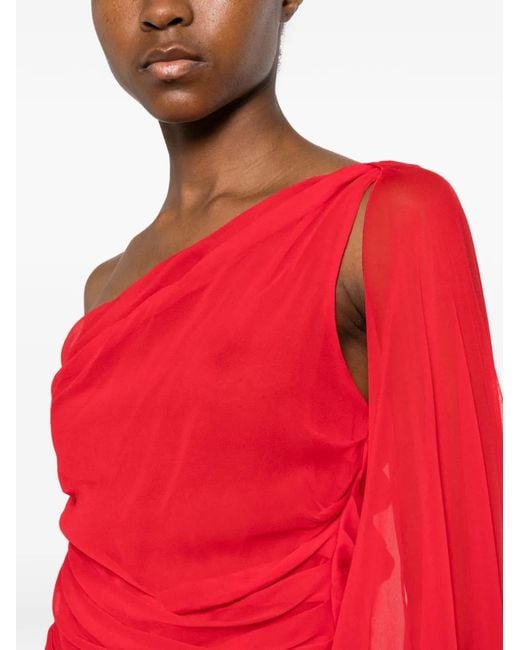 GIUSEPPE DI MORABITO Red One-Shoulder Draped Mini Dress