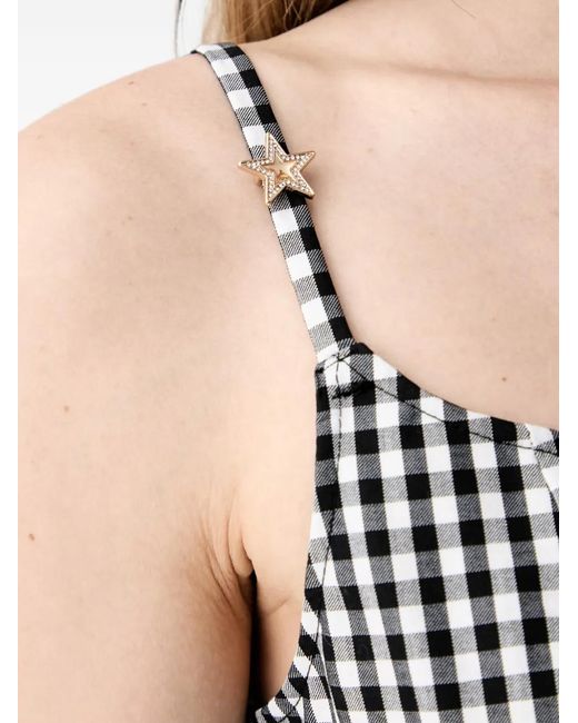 Guess Black Gingham-Check Star-Patch Top