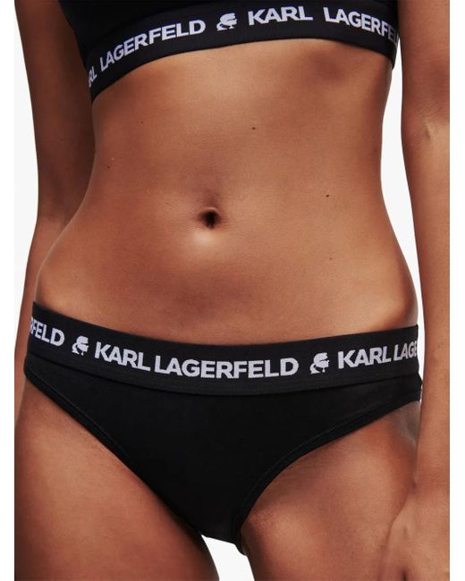 Karl Lagerfeld Black Logo-Waistband Briefs