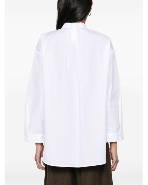Max Mara White Pleat-detail Cotton Shirt