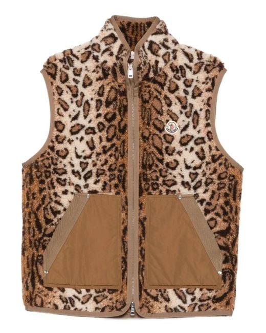 Chaleco con estampado de leopardo Moncler de hombre de color Brown