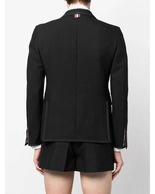 Thom Browne Black Satin-Trim Wool Blazer for men