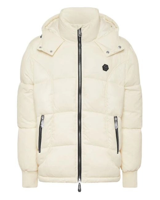 Philipp Plein Men's Natural Hooded Puffer Jacket