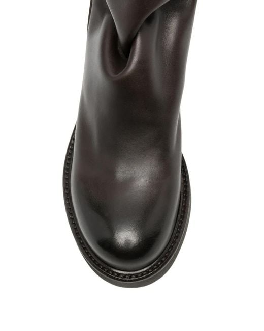 METISSE Black Rear-Zip Leather Ankle Boots