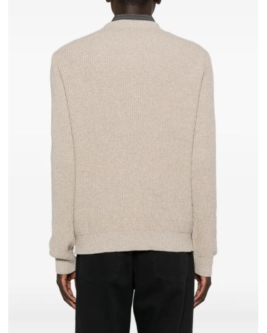 Jersey de canalé con cuello redondo Roberto Collina de hombre de color Natural