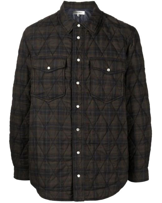 Isabel Marant Black Check-Print Two-Pocket Shirt Jacket for men