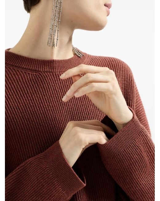 Brunello Cucinelli Red Sparkling Cashmere Sweater