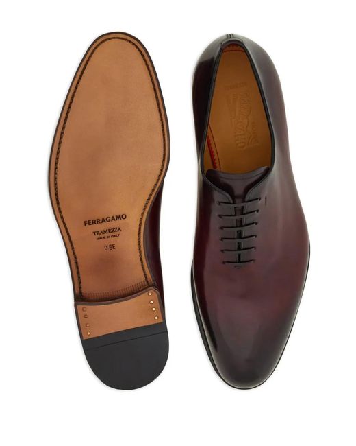 Ferragamo Brown Tramezza Lace-Up Leather Oxford Shoes for men