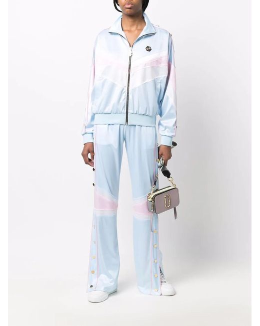 Philipp Plein Blue Logo-Embroidered Striped Tracksuit Set