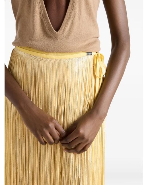 Prada Yellow Skirt With Sequin Fringe