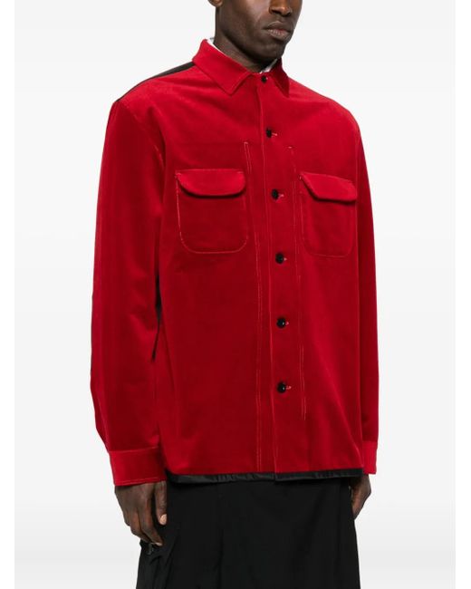 Junya Watanabe Red Panelled Shirt Jacket for men