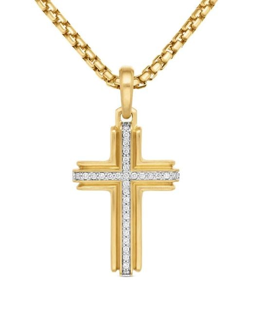 Colgante Deco Cross de 34 mm en oro amarillo de 18 ct con diamantes David Yurman de hombre de color Metallic