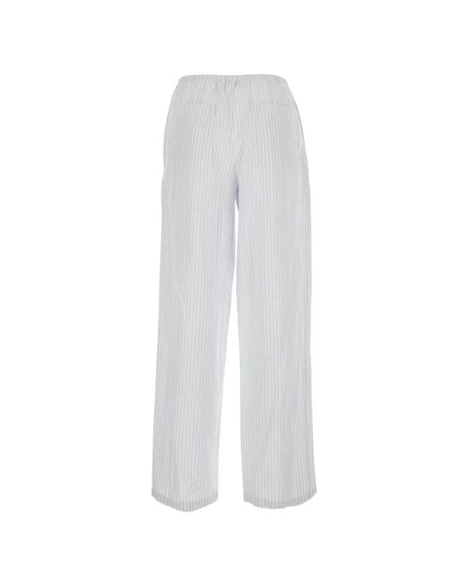 DUNST White Pantalon Rayé À Lien De Resserrage