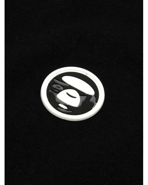 Aape By A Bathing Ape Black Logo-Appliqué T-Shirt for men