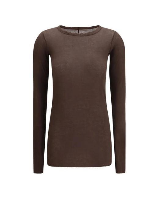 Rick Owens Brown Long-Sleeved T-Shirt