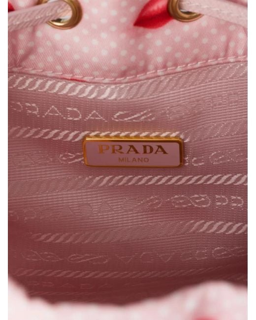 Prada Pink Re-Nylon Printed Drawstring Bucket Bag