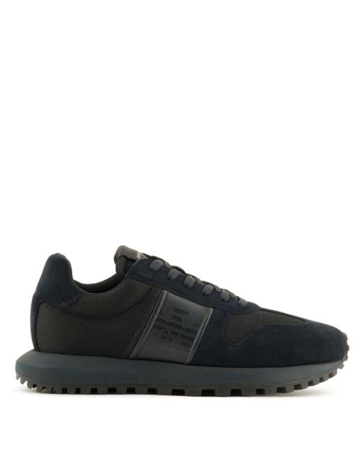 Emporio Armani Black Panelled Low-top Sneakers for men