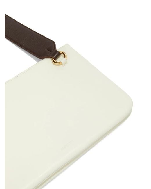 Jil Sander Natural Link Lg Logo-Strap Leather Crossbody Bag