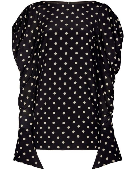 Nina Ricci Black Polka Dot-print Silk Minidress