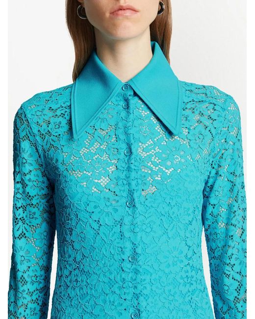 Proenza Schouler Blue Floral Lace Shirtdress